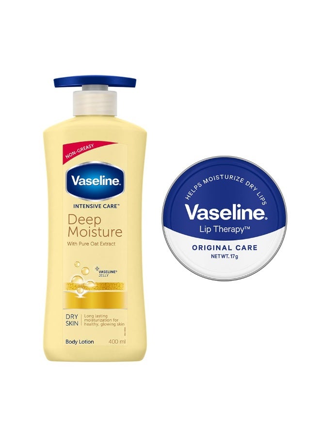 فازلين مرطب شفاه فازلين الأصلي، 17 غرام + سيروم فازلين المرطب بعمق، 400 مل - Image 1